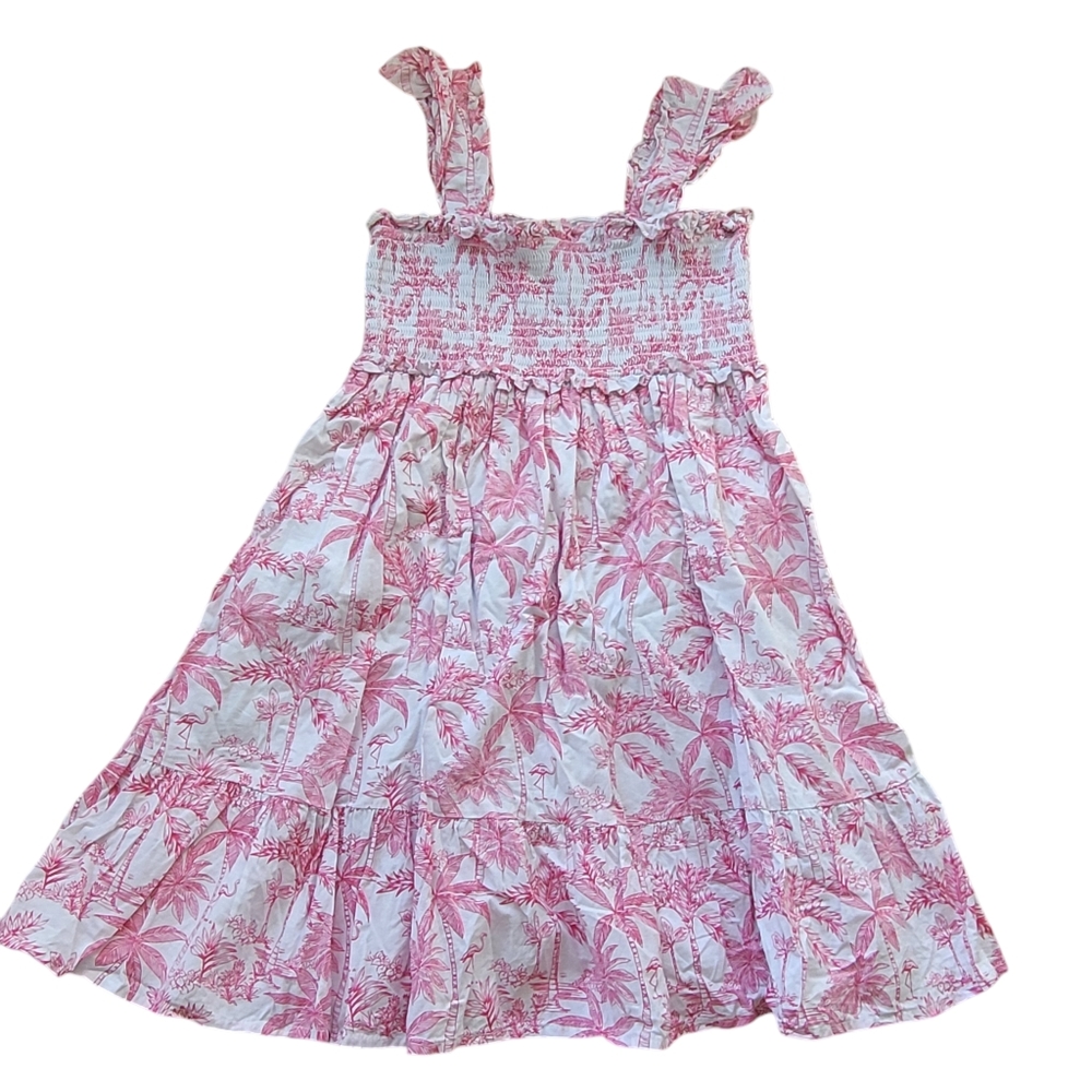 Janie and Jack Pink and White Tropical Print Sundress
